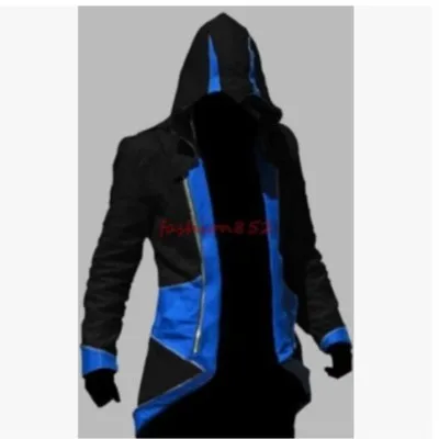 blue balck Взрослые мужчины женщины assassins creed костюм для косплея с капюшоном мужские пальто верхняя одежда костюм Эдварда assassins creed костюм на Хэллоуин - Цвет: blue balck