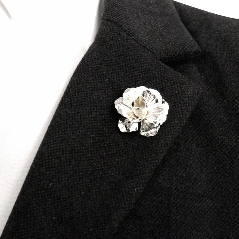 Mens Fashion Rose Flower Lapel Pin for Men Wedding Party Suit Lapel