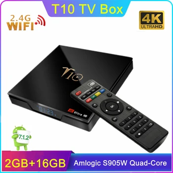 

Android Tv box T10 2GB 16GB Smart 2.4G WiFi Amlogic S905Quad Core Media Player 4K H2.65 Set Top Box