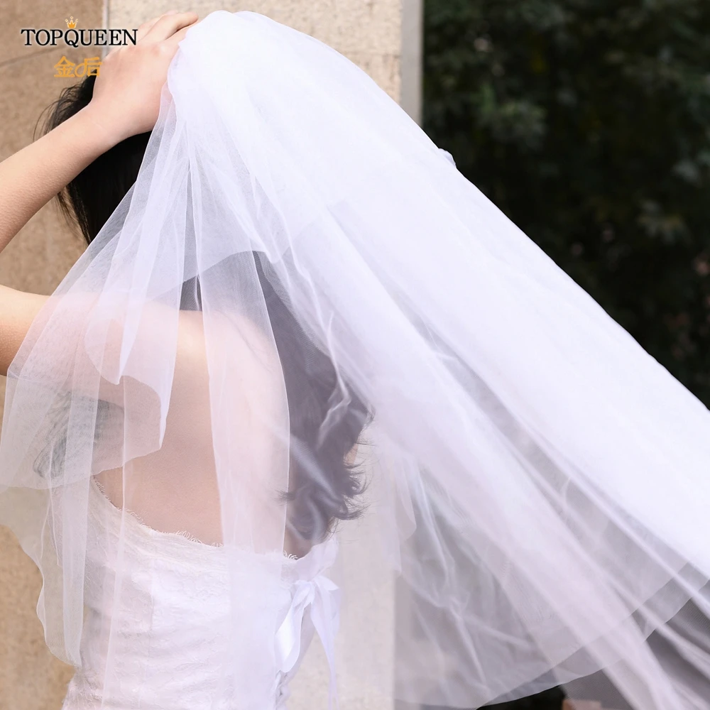 TOPQUEEN V27 модный трехслойный соборный Свадебный вуаль белого цвета и слоновой