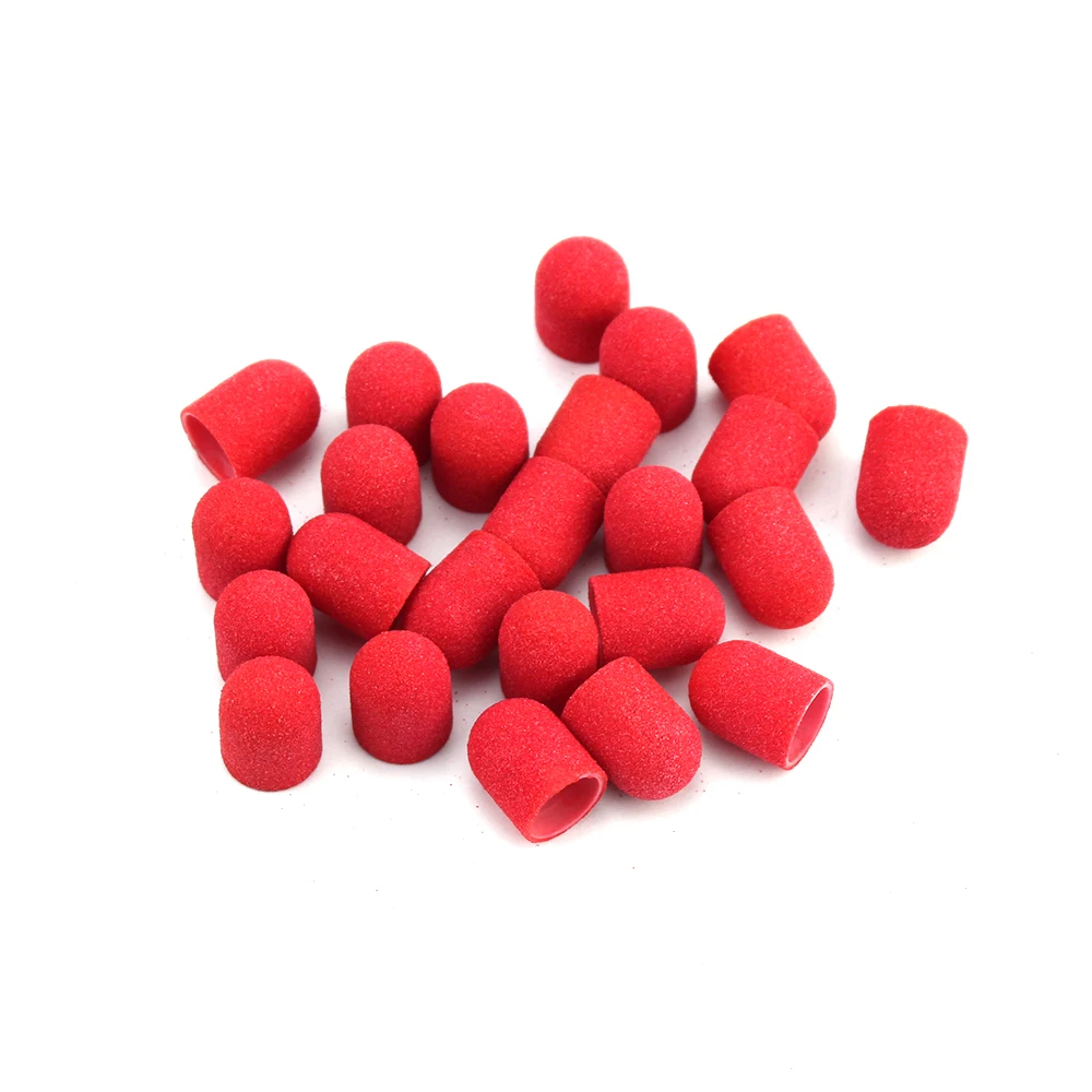 

20Pcs Red Sanding Caps 10*15mm Sanding Bands Electric Manicure Pedicure File Drill Machine Accessories Nail Art Tools
