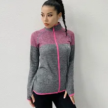 Женские рубашки для йоги с молнией спереди, спортивный топ с длинным рукавом для йоги, эластичный Быстросохнущий Спортивный костюм, Женская куртка для бега