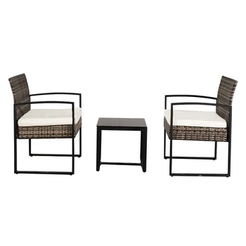 

Oshion Outdoor Balcony Terrace Three-piece Rattan Mini Leisure Set-Grey