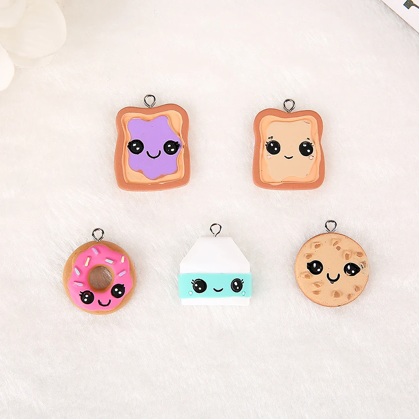 

10pcs Multicolor Resin Flatback Artificial Fake Food Mike and Cake For Necklace Keychain Pendant DIY Making Accessories