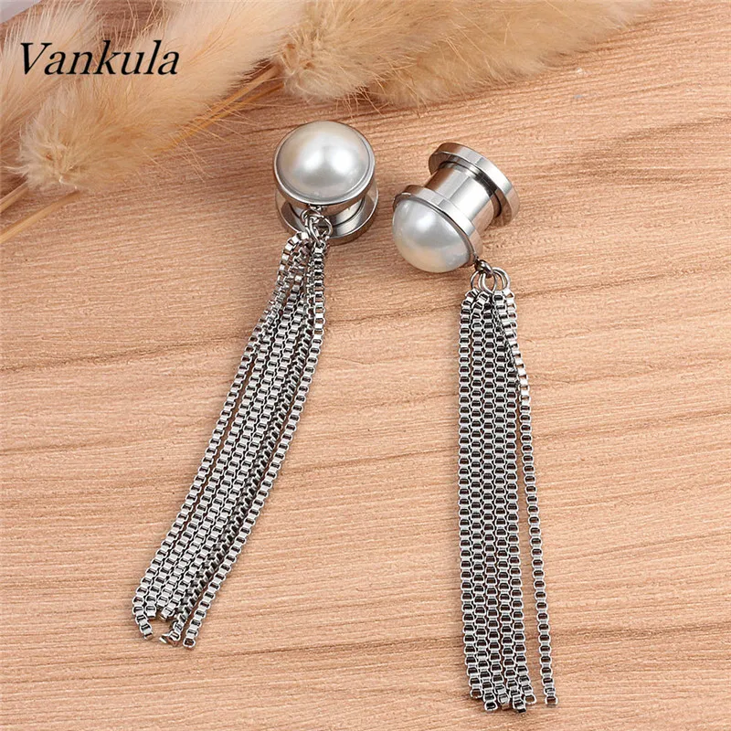 Vankula 2 шт Подвески для ушей, тоннели, пробки, пирсинг, размер 6-16 мм, 316L, нержавеющая сталь, расширитель, модные популярные серьги для тела