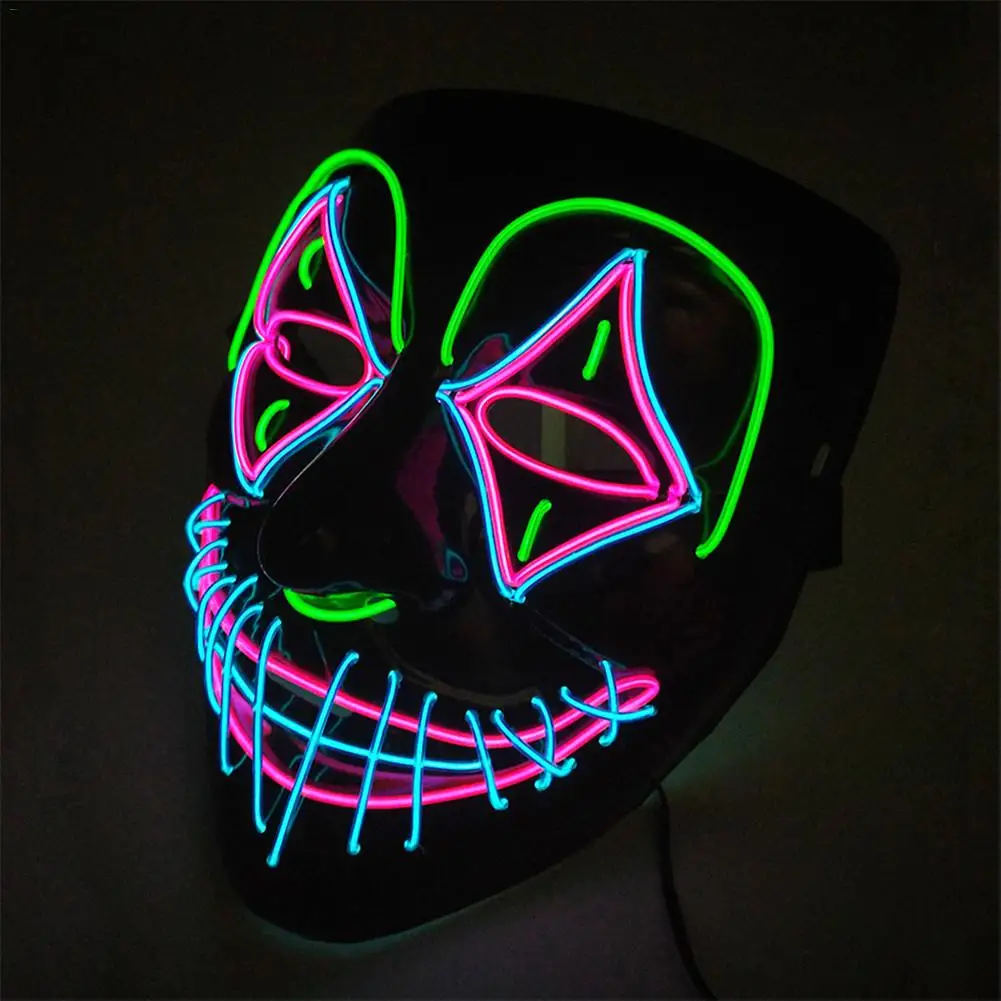 EL wire маска мигающий Косплей светодиодный светящийся костюм маска Анонимус для светящихся танцевальных масок Хэллоуин украшения