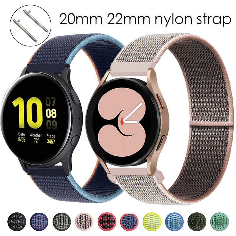 Ремешок нейлоновый для Samsung Galaxy Watch 4/Classic/3 45 мм/46 мм/44 мм/active 2/Gear S3 браслет Huawei watch GT 2