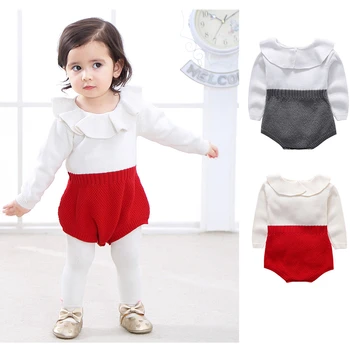 

2020 Newborn Baby Girls Rompers Wool Knitting Tops Long Sleeve Romper Warm Outfits Baby Girls Clothes Childrens Girl Clothing
