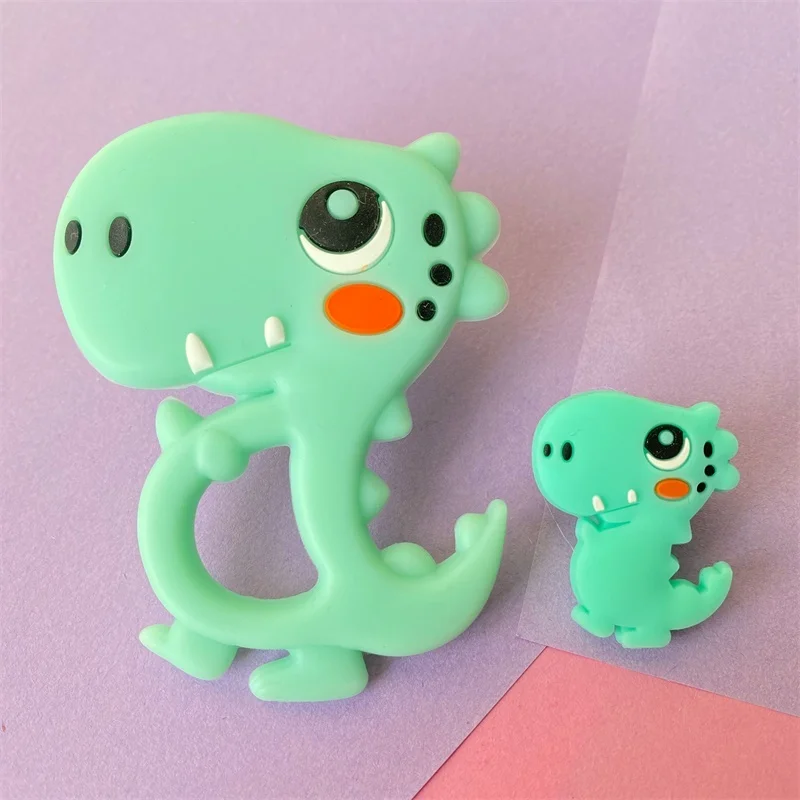 2'li Set Mini Silikon Fil Aslan Kedi Diş Kaşıyıcı Boncuklar Bebek Oyuncağı Dişlik Çıngırak BPA İçermeyen Silikon Dişlik