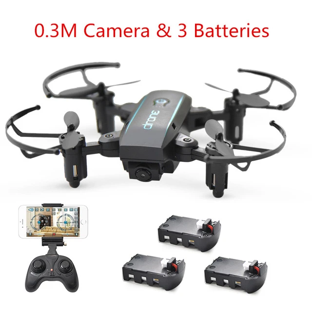 Linxtech In1601 480p 720p Мини Rc Дрон с камерой Wifi Fpv складной пульт дистанционного управления квадрокоптером вертолет игрушки - Цвет: Black 0.3MP 3Battery