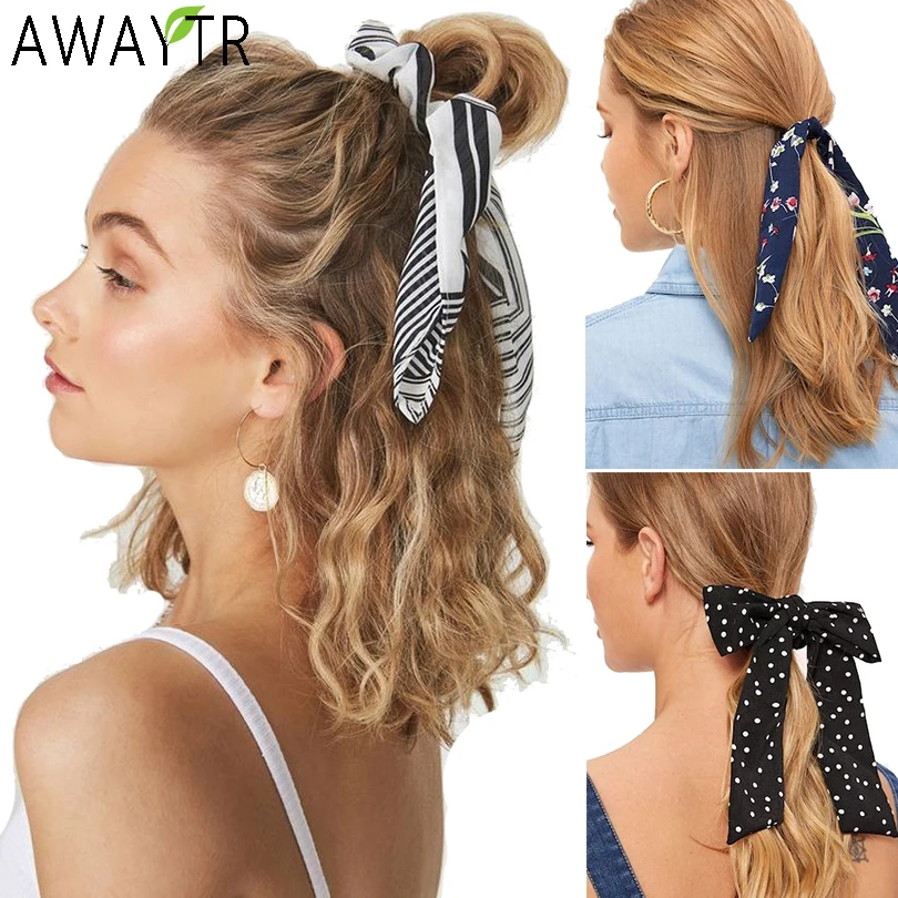 Женская резинка для волос AWAYT в богемном стиле с бантом однотонная хвоста