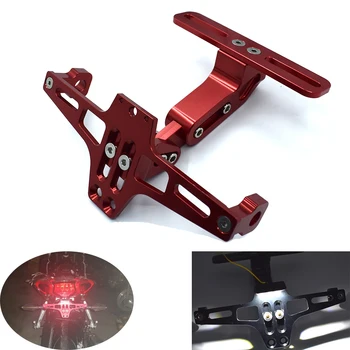 

Universal motorcycle CNC aluminum alloy license plate bracket with LED lights For Kawasaki ER-6F ER-6N ZX9R Z750 NINJA650R Z750S