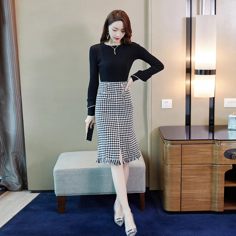 

Photo Shoot Two-Piece 2019 New Early Autumn Dress Elegant Goddess-Style Outfit Light sy Gas Set Skirt