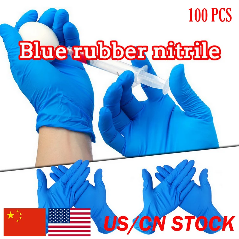 

100 pcs rubber pvc material thickened disposable gloves blue gloves 12 inch rubber gloves elastic Rubber Gloves
