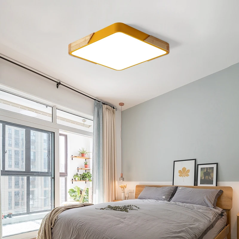 Nordic Oak сплав Led Потолочная люстра светильник ing Гостиная приложение затемняемая