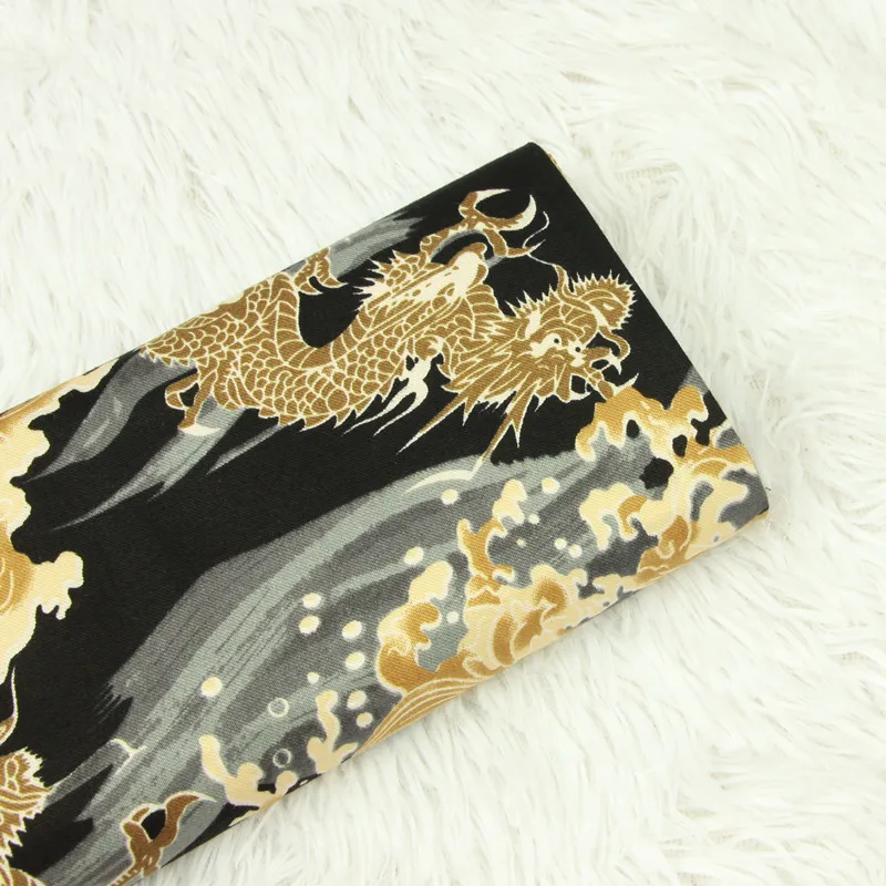 100x140 см/3" x55" японские драконы волна хлопок саржевая ткань на черном