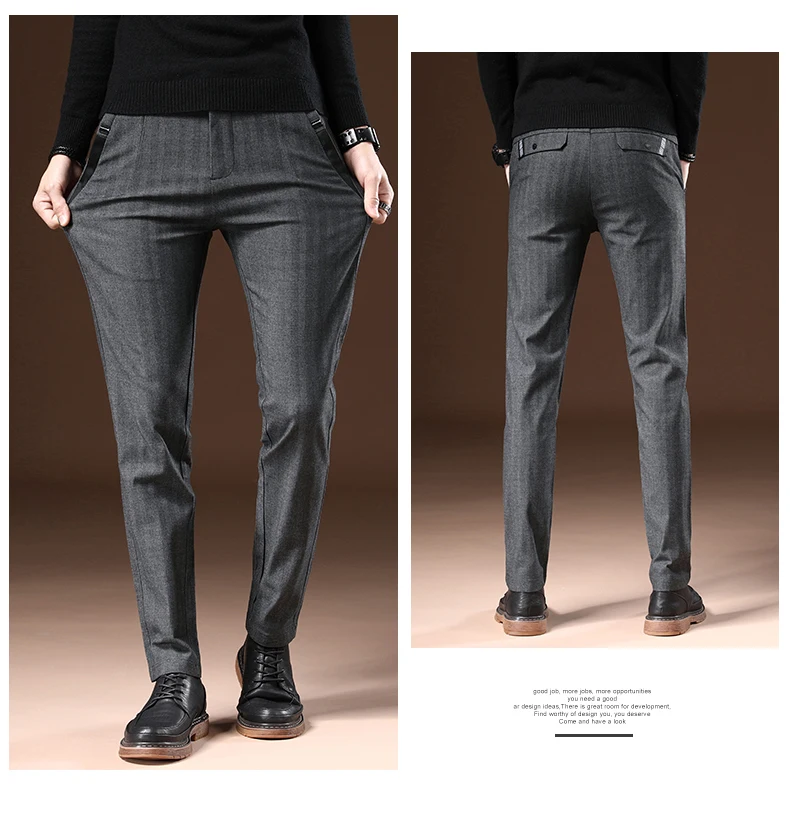 Высококачественные мужские брюки, повседневные обтягивающие брюки, черная рабочая одежда, мужские облегающие брюки для офиса, Осень-зима, уличные брюки