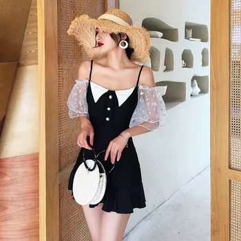 

High Waist Swimsuit One-Piece Swimsuits Swimwear Women One Piece Large Size 1 Korean 2019 New Sexy Solid Cotton Sierra Surfer