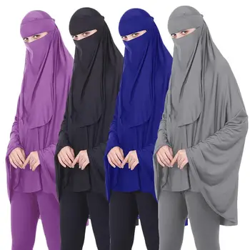 

Full Cover Islamic Muslim Women Prayer Dress Niquab Long Scarf Clothes Arab Middle East Prayer Clothing мусульманская мода