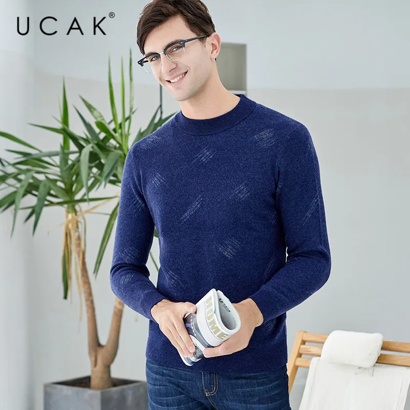 90% OFF UCAK Tops Brand Sweater Men New Fashion Trend Pure Merino Wool Casual Autumn Winter Warm ThicK Streetwear Floral  Pullover U3150
