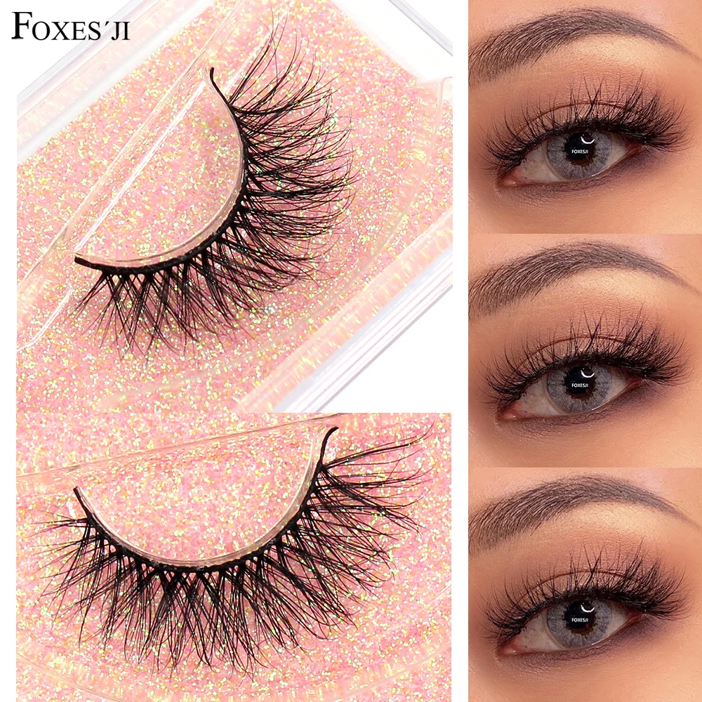 

FOXESJI Makeup 3D Lashes Mink Eyelashes Natural Fluffy Wispy Lightweight High Volume Mink Lashes False Eyelashes Cross Lash K52