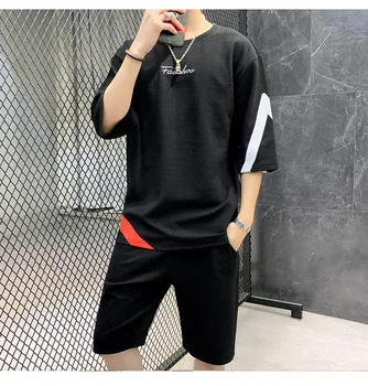 

Short Sleeve Men T Shirt Loose Chao Brand Five Points Half Sleeve Men's Wear Trend Clothes Summer Dress Seven Points T T-shirt