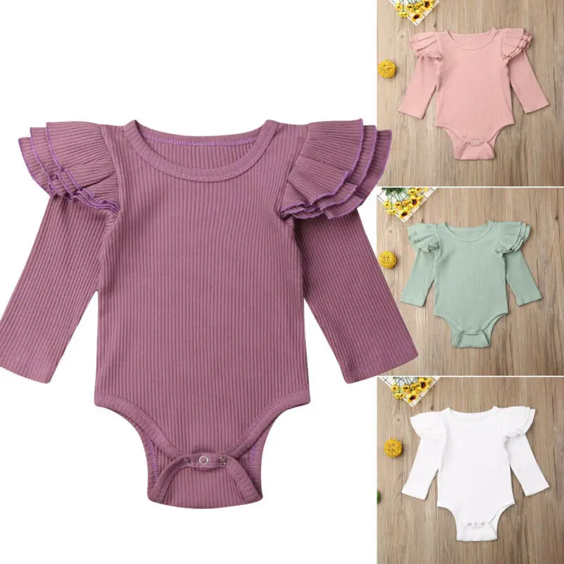

Cute Newborn Baby Girl Long Sleeve Solid Color Cotton Bodysuit Jumpsuit Playsuit Outfits Baby Clothes