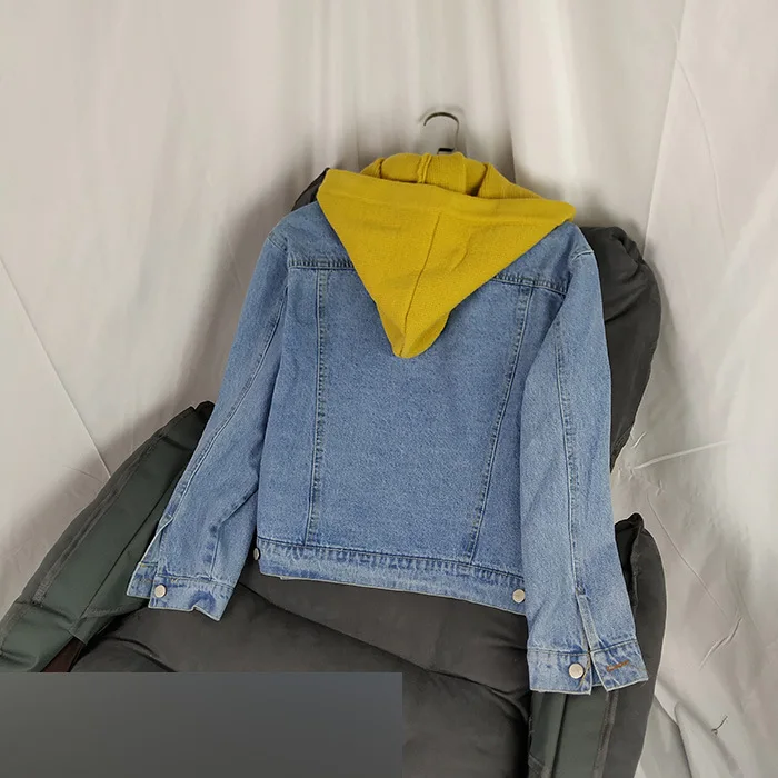 

TN28 Early Spring New Style Online Celebrity BF Style Students Short Jacket Deconstructable Knitted Hat Jeans Coat Women's