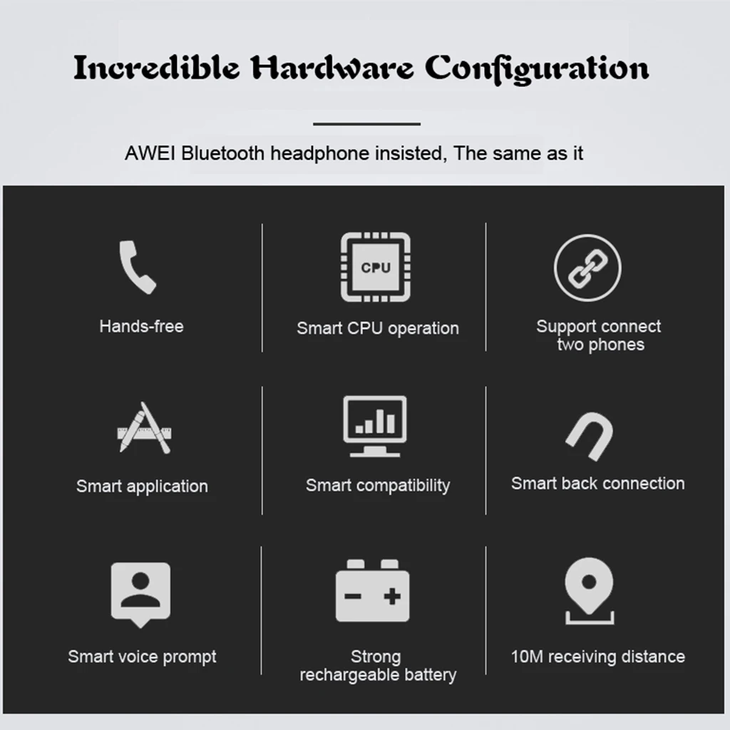 Awei A880BL Bass Earphone Headphone Wireless Bluetooth 4.0 Sport Headset