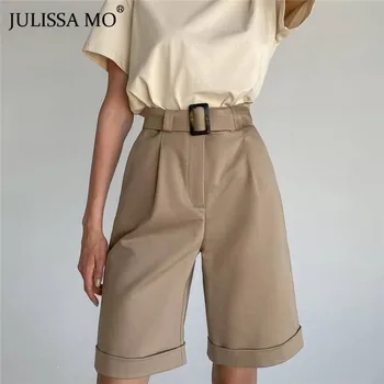 JULISSA MO, белые повседневные шорты с высокой талией, женские летние шорты с широкими штанинами, с карманом, 2020, офисный женский костюм, короткие штаны, Mujer