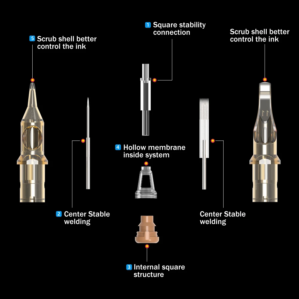 20 штук в упаковке, картридж для тату премиум класса, иглы RS, круглые шейдерные картриджи для тату и макияжа 3RS 5RS 7RS 9RS 11RS 14RS