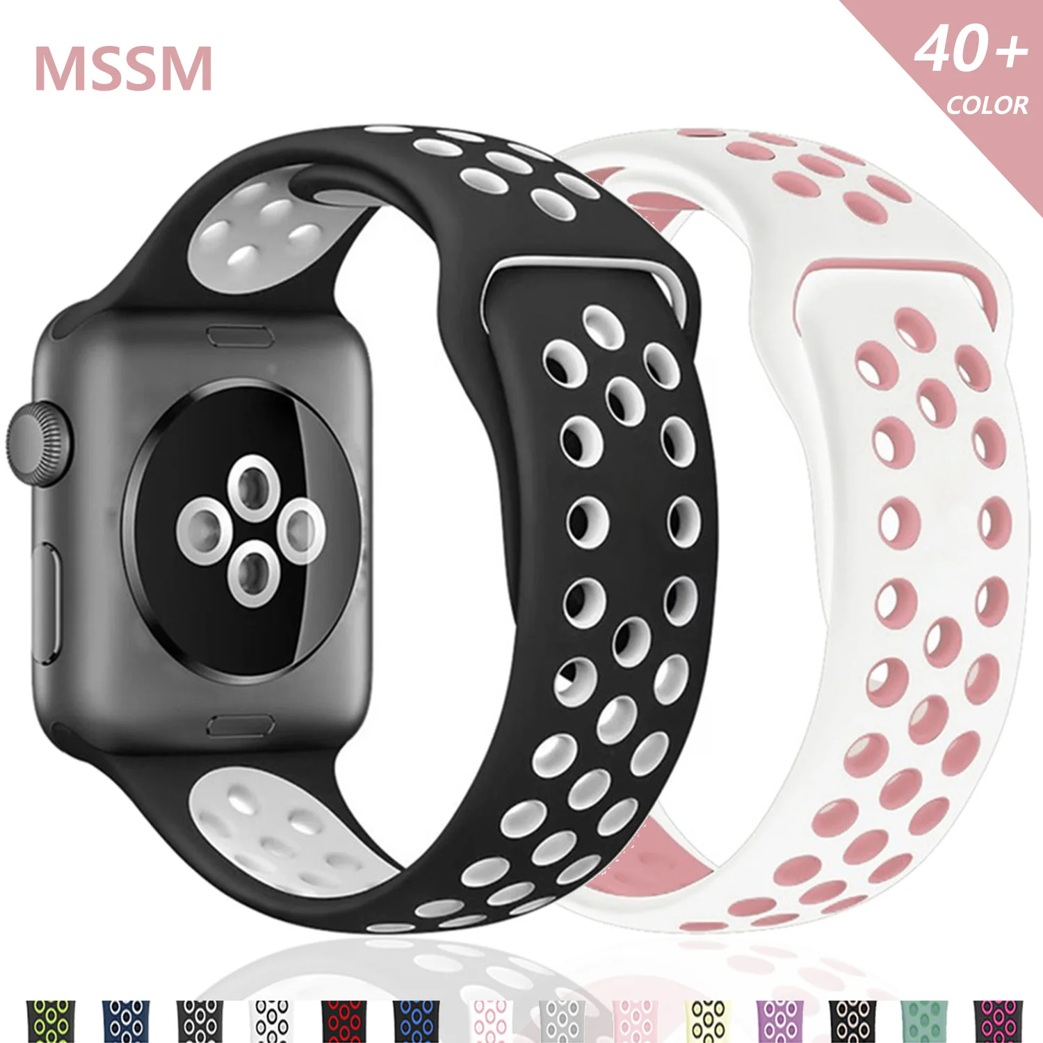 Ремешок силиконовый для Apple Watch band 40 мм 44 38 42 резиновый браслет смарт-часов iWatch series