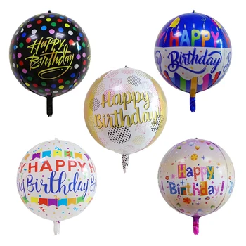 

New 22inch 4D Happy Birthday Aluminum Balloons Birthday Party Decoration Balloons High Quality