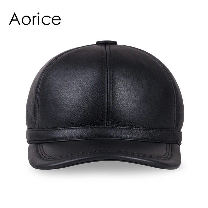 

HL097 genuine leather men cap hat brand new baseball cap fashion men's real leather hats/caps with 3 colors