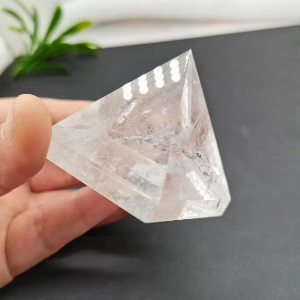 

Natural Clear White Quartz Crystal Pyramid Decoration Collection