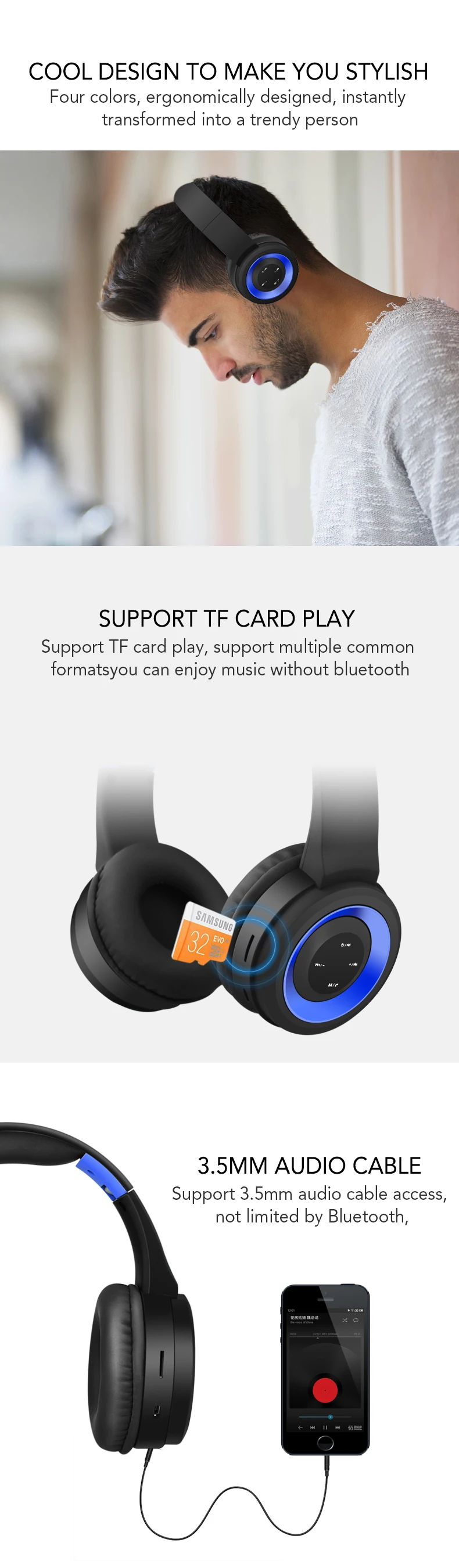 Bluetooth гарнитура наушники Поддержка TF fm-радио для iphone xiaomi компьютер Спорт Bluetooth наушники беспроводные с микрофоном