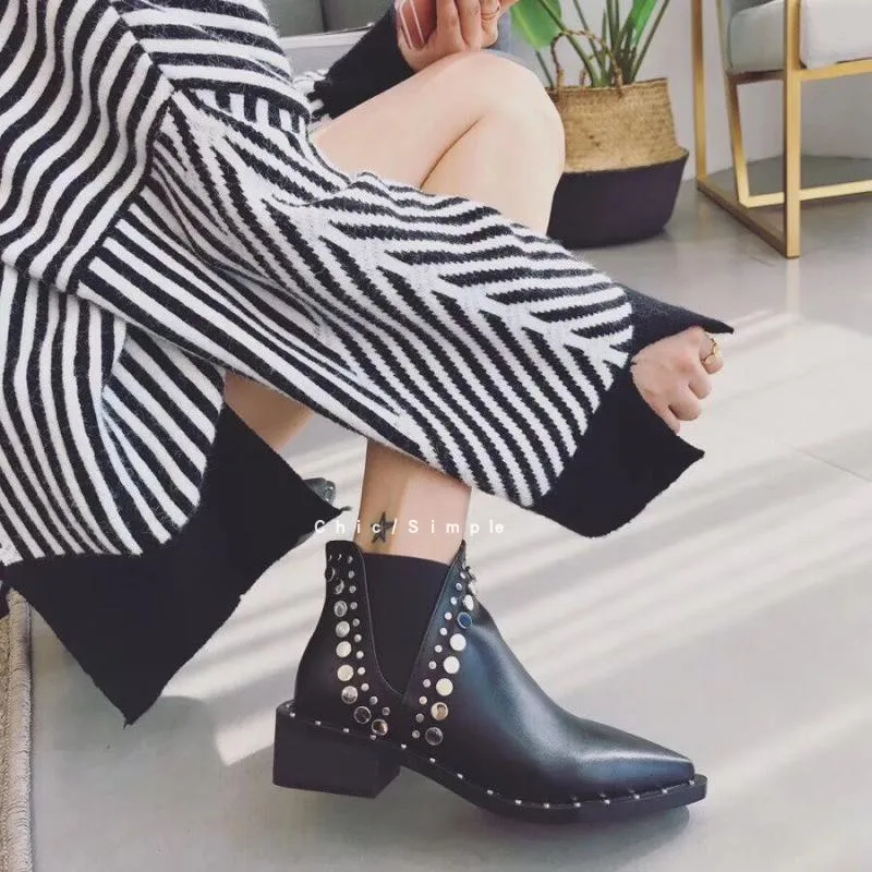 Chunky Heel Women's Short Boot Autumn Boots Lace Up Round Toe Bootee Woman Winter Shoes Low Heels booties Ankle Rubber