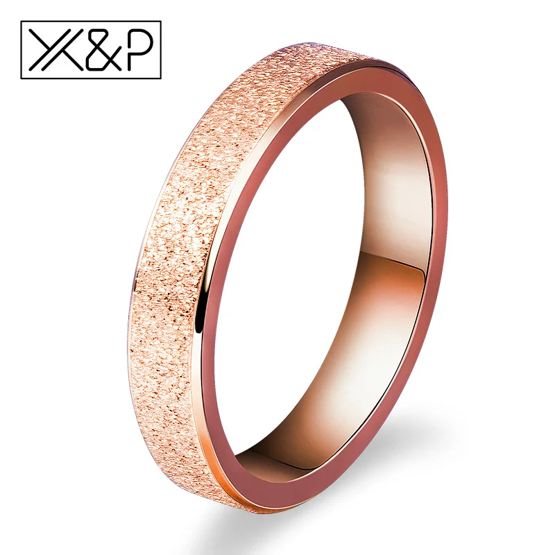 X& P модный Шарм розовое золото матовый палец кольца для мужчин и женщин свадебные высокое качество кольцо из нержавеющей стали 316L ювелирные изделия никогда не выцветает - Цвет основного камня: 4MM