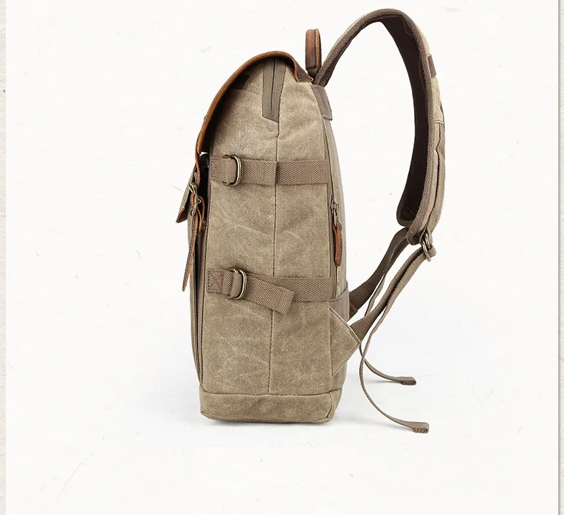 Мужская Высококачественная Вощеная парусина кожаные рюкзаки старинная камера рюкзак ретро DSLR дорожные рюкзаки модные рюкзаки