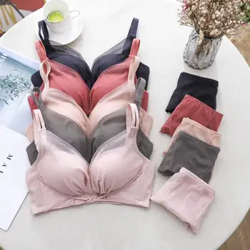 

Sexy V Network Lock Cylinder Underwear Women's Breathable Protein Fiber Conservation Cup Push up Soft Non-Steel Ring in Thin Pap