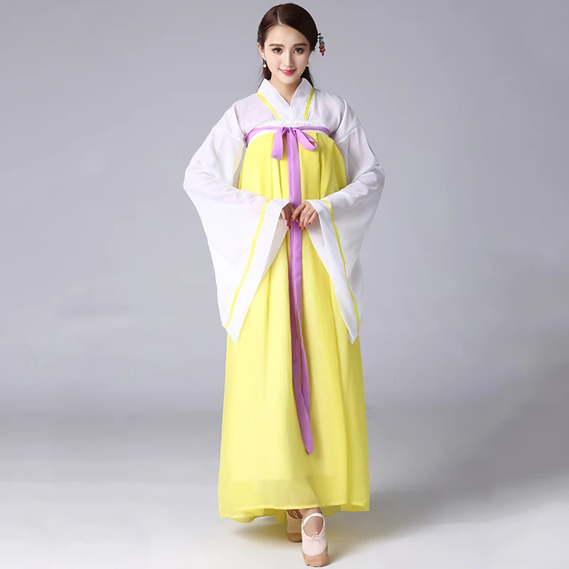 Традиционный корейский Костюм-ханбок для женщин платье танец древний костюм сцена представление одежда фестиваль наряд S-2XL - Цвет: Yellow