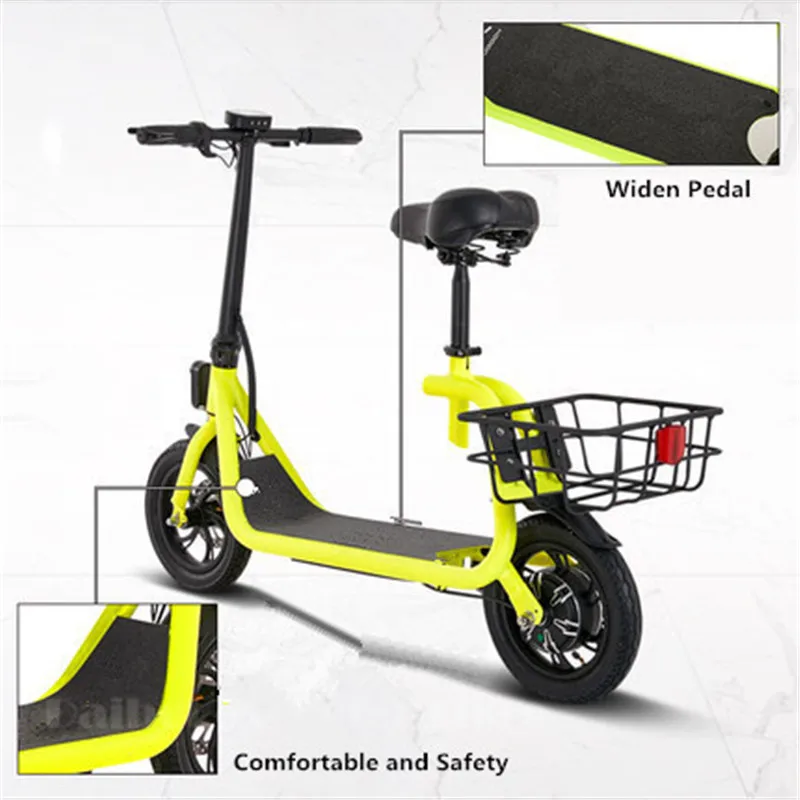 Top Daibot Adult Electric Scooter Car Two Wheel Electric Scooters With Child Seat 12 Inch 350W 36V Portable Electric Bike Two Seater 14