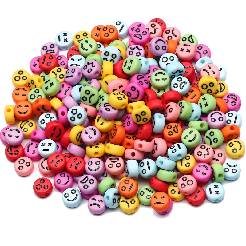 Smiley Face Beads Happy Jewelry Supplies Emoji Jewelry 7mm Mixed