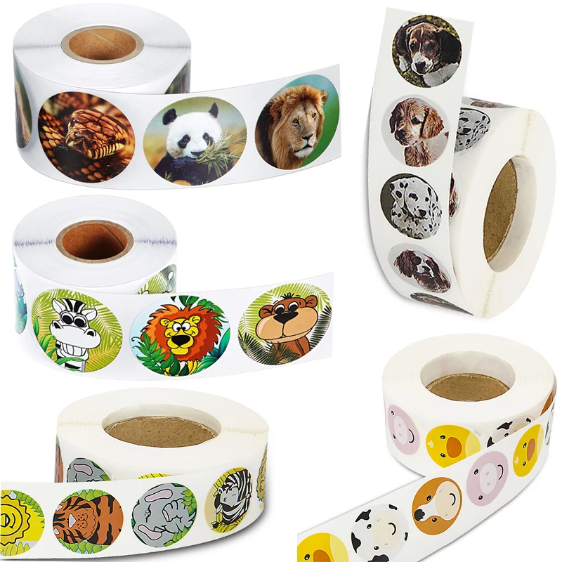 

Zoo Animal Stickers Cartoon Dog Animal Sticker Roll Reward Label for Children Kids Student Party Holiday Birthday Decoration