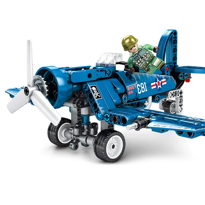 Technic Military WW2 War II Aircraft F4-U Spitfire Fighter For Legoing assemble building blocks bricks kids kits toys Children