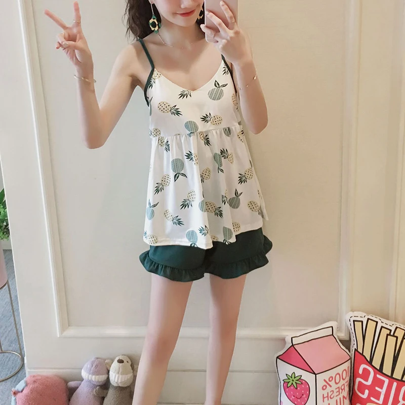 Sexy Lingerie Pyjamas Women Sleepwear Comort Summer Pijamas Pyjama Femme Flower Pajamas For Set Nightgowns | Женская одежда
