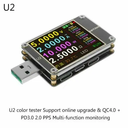 WEB-U2 USB измеритель тока/напряжения QC4+ PD3.0 2,0 PPS протокол быстрой зарядки