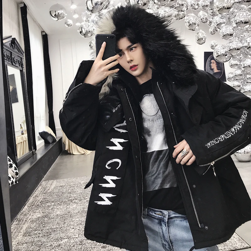 Autumn And Winter New Korean Version Of The Collar Heavy Craft INS Thickening Plus Velvet Couple Loose Trend Cotton Coat