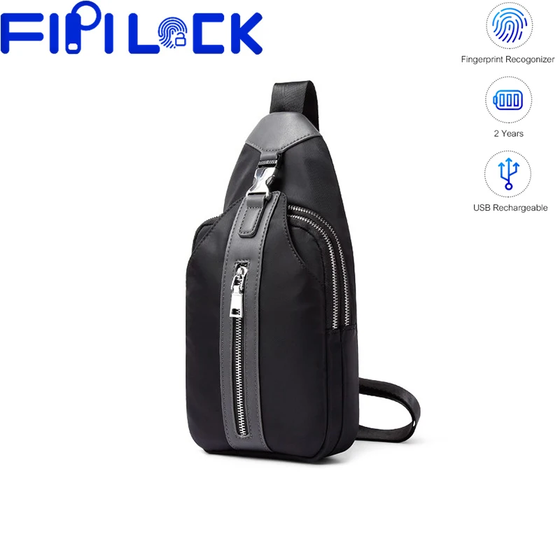 Fipilock мужские сумки через плечо с отпечатком пальца, зарядка через usb, нагрудный пакет для короткой поездки, мессенджеры, нагрудная сумка