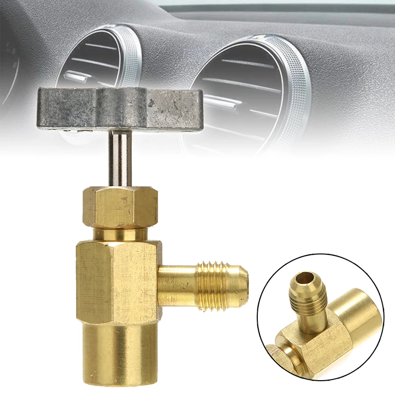 

1pc R134A Refrigerant 1/2 ACME Threads 1/4" SAE Bottle Opener Adapter A/C Refrigerant Can Tap Valve Brass Bottle Adapter Tool